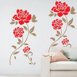 decornowrdm Size : ( 16-inch x 24-inch) Red Flower with Plant Reusable DIY Wall Stencil for Home Decoration wall stencil Stencil-picture-11