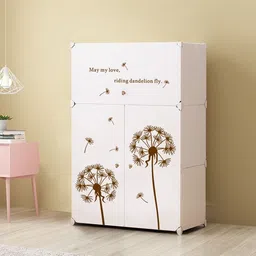 opal 3 Door 6 Shelf Plastic Metal Collapsible Wardrobe, Clothes, Shoes,etc. Organiser PP Collapsible Wardrobe image 2