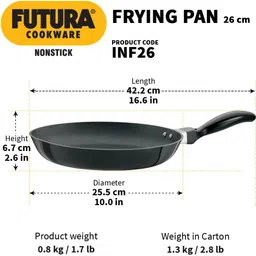 hawkins Futura Frying (INF24) Fry Pan 26 cm diameter 1 L capacity image 3