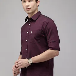 u.s. polo assn. Men Tailored Fit Solid Cut Away Collar Casual Shirt image 5