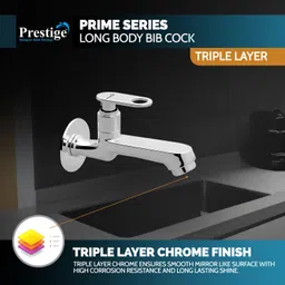 prestige Prime Premium Long Body Bib Tap for Bathroom & Kitchen Water-Saving Aerator Bib Tap Faucet image 3