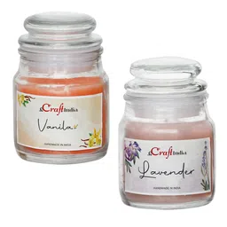 ecraftindia Lavender & Vanilla Purple Wax (Set of 2) Scented Jar Candles image 3