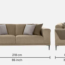 casacraft from pepperfry Franklin Fabric 3 Seater Sofa in Brown Colour image 2