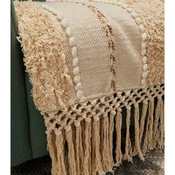 jutie pie Beige Textured Cotton 3 Seater Sofa Cover by Jutiepie image 3