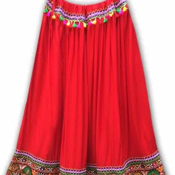 diamo Women Embroidered Flared Red Skirt-picture-22