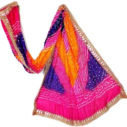 Art Silk Printed Multicolor Women Dupatta-image-1
