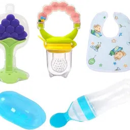nanhi muskaan BABY FEEDING COMBO FEEDING BOTTLE , FRUIT FEEDER , TETHER , BIB , FINGER BRUSH - SILICONE-picture-14