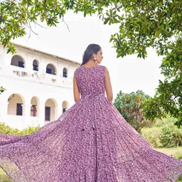 houseofcommon Printed Georgette Stitched Flared/A-line Gown image 2