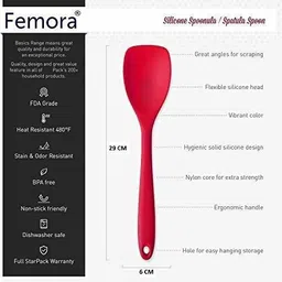 femora Borosilicate Glass Microwave Safe Mixing Bowl 2100 ML, Serving Casserole 1500 ML, Silicone Spoon Serving (Set of 3) Bowl, Spoon Serving Set image 4