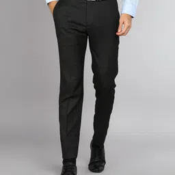 raymond Men Slim Fit Black Viscose Rayon Trousers-picture-36