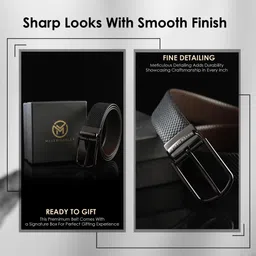 maven oakley Men Formal, Casual, Party Black, Brown Genuine Leather Reversible Belt image 3