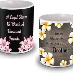 me&you Gifts For Brother and Sister, 2 Printed Ceramic, Gifts for Rakhi, Birthday And Any Other Occasion IZ19BrotherSisterCombo2MU-31 Ceramic Coffee Mug-picture-17