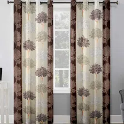 Coffee Polyester Floral 5Ft Semisheer Eyelet Window Curtain (1 Pc)-image-54
