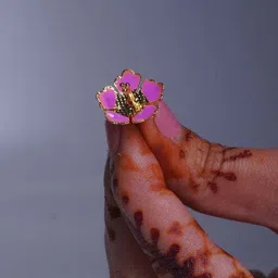 mahita collections Pure Silver Pink Enamel Flowers 18G (Pack Of 10) Decorative Showpiece - 2.54 cm image 4