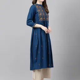 fashion patti Women Embroidered Viscose Rayon A-line Kurta image 2
