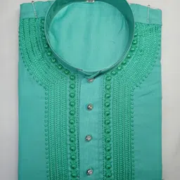 saif chikan handicraft Men Khadi Cotton Kurta Pyjama Set image 2