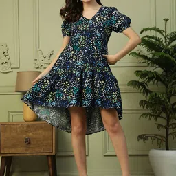 oxolloxo Women Blouson Blue Above Knee/Mid Thigh Length Dress-picture-23