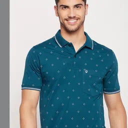 uniberry Men Printed Polo Neck Cotton Blend Blue T-Shirt-picture-20