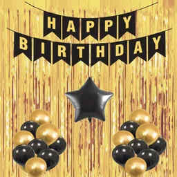 Solid Printed Happy Birthday Decoration kit Combo - 34 Pcs for Birthday Decor Balloon-image-95