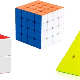 kydzoy Combo 2x2+4x4+Pyramid Cube High Speed Smooth and Sticker-Less Puzzle for Kids image 1
