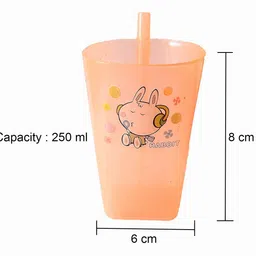 kartual Return Gift In Bulk | Cartoon Design Plastic Sipper Glass With Straw (10 Pcs) image 2