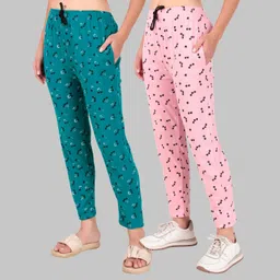 jeckward Pack of 2 Women Printed Multicolor Track Pants-picture-38