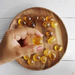 vastu vardan Crystal Citirine Tumble Stone| 100gm Tumbled Gemstone| Garden & Table Decor Regular Rectangular Crystal Stone image 2