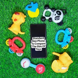 babro 1 Storage Bucket with 5 Pcs Colorful Rattles & 2 Rubber Chu Chu Toy for Newborns Rattle image 2