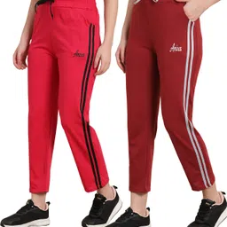anixa Pack of 2 Women Striped Multicolor Track Pants image 1