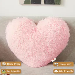 wondershala love heart shape pillow Microfibre, Polyester Fibre Solid Cushion Pack of 1 image 4
