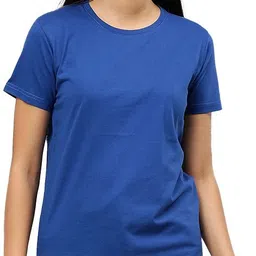 bozarro Women Solid Round Neck Pure Cotton Dark Blue T-Shirt-picture-16