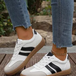 layasa Colorblock Flat Sneakers with Ultra Soft Cushion Lace-Up All-Day Comfort Shoes| Sneakers For Women image 4