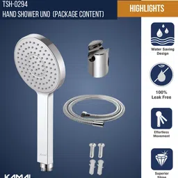 kamal Hand Shower Uno (With Shower Hose 1.5 Mtr & Wall hook) Handheld image 2