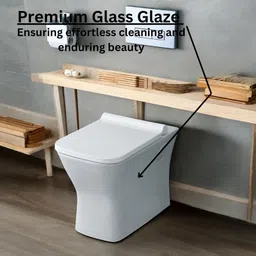 joyo cera Floor Mount Western Toilet /European Commode OUTLET Is From Floor S TRAP With Soft Close Seat Cover 55 X 35 X 40 cm (White Glossy Finish) for Bathrooms Western Commode image 2