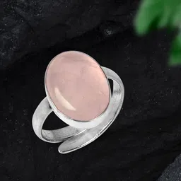 reiki crystal products Certified Natural Rose Gemstone Adjustable Ring for Unisex Metal Quartz, Crystal Ring image 4