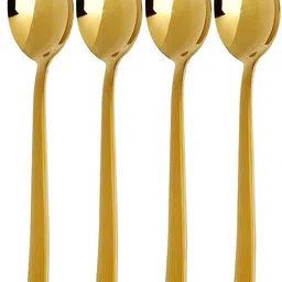 Gold Plated Large and Heavy Duty Long Handle Stainless Steel Soup Spoon Set-image-36