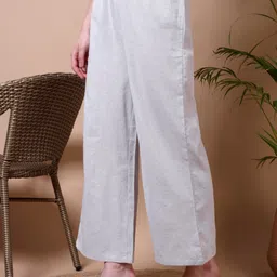 ameerah Women Regular Fit Grey Cotton Blend Trousers image 3