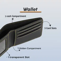 navya royal art Men Casual, Formal, Evening/Party, Formal, Trendy Black Artificial Leather, Genuine Leather Wallet image 3