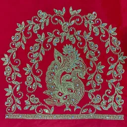 vlipcartz Unstitched Cotton Silk Blouse Material Embroidered image 4