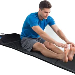 buildexer PVC Leatherette Yoga/Exercise Mat for Women & Men, 15 mm thikness & 4 block Fold Black 15 mm Yoga Mat image 1