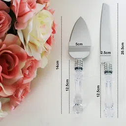 greaterscap Stainless Steel Cake Knife and Server Set with Acrylic Handle Slicer cutter Decorating Tools 2Set 14x12.5x5 And12.5x20.5x2.5CM Stainless Steel Cake Server image 3