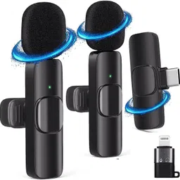 shop plus iPhone & Android Microphone K9 Dual Wireless Microphone for YouTube Vlogging, for Recording Vlog (2 Microphone+ 2 Receiver) (Compatible with USB-C/iPhone) image 4