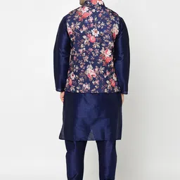 kaifoo Men Pure Silk Kurta Pyjama Ethnic Jacket Set image 3