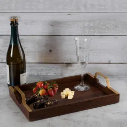 metalsmith Brown Mango Wood Rectangular Serving Tray image 1