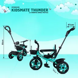 kidsmate Thunder Plug N Play Kids/Baby Tricycle with Safety Guard Rail and Parental Control with Seat Belt for 12 Months to 48 Months Boys/Girls/Carrying Tricycle image 4