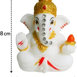 dioje Divine Lord Ganesha Idol for Home & Office Decor | White Ganpati Murti Decorative Showpiece - 6 cm image 2