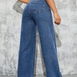 ann springs Women Boyfriend High Rise Dark Blue Jeans image 2