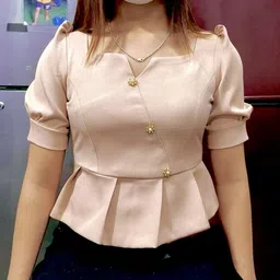 bluebestof Casual Regular Sleeves Solid Women Beige Top-picture-21