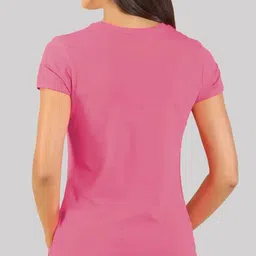 fairiano Women Printed Round Neck Pure Cotton Pink T-Shirt image 2