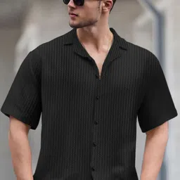 tripr Men Night Suit Set Black Solid image 4